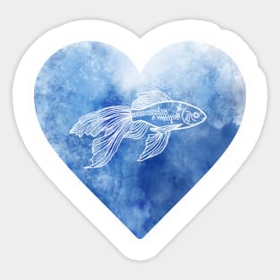 Fish in blue heart Sticker